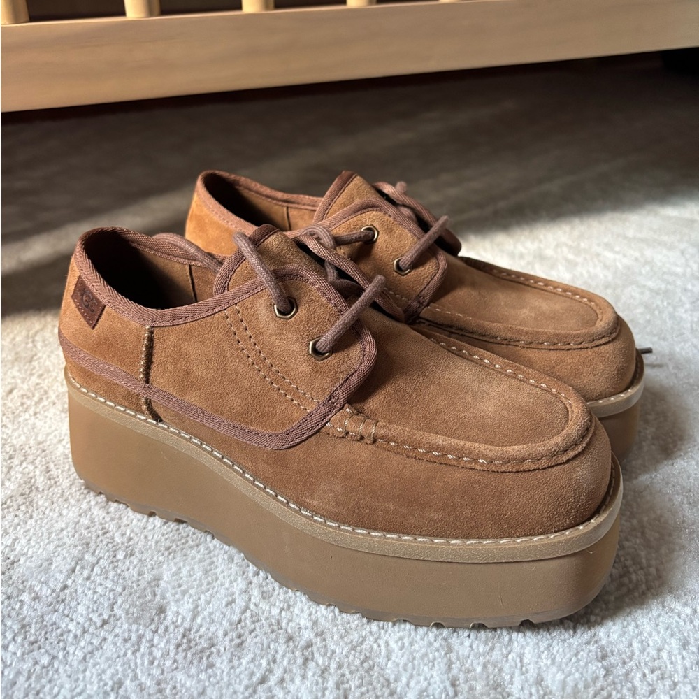 UGG Cityfunc Platform Chestnut Boots Womens NWOT